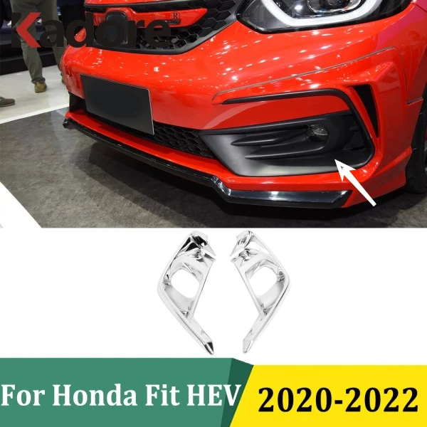 

For Honda Fit HEV 2020 2021 2022 Chrome Front Foglight Cover Sticker Fog Lights Foglamp Frame Trim Car Exterior Accessories