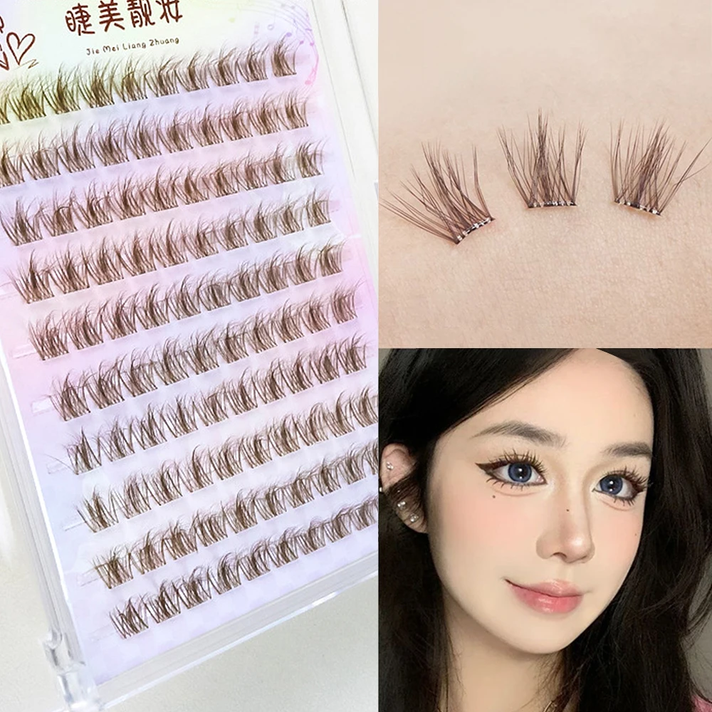 Único cluster auto adesivo cluster cílios olhar natural macio fofo sem cola cílios postiços reutilizáveis feitos à mão