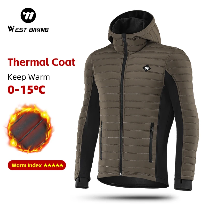 WEST BIKING Cycling Jacket Men Coats Winter Thermal Fleece Windbreaker MTB Bicycle Clothing Motorcycle Bike Jackets 0℃-15℃