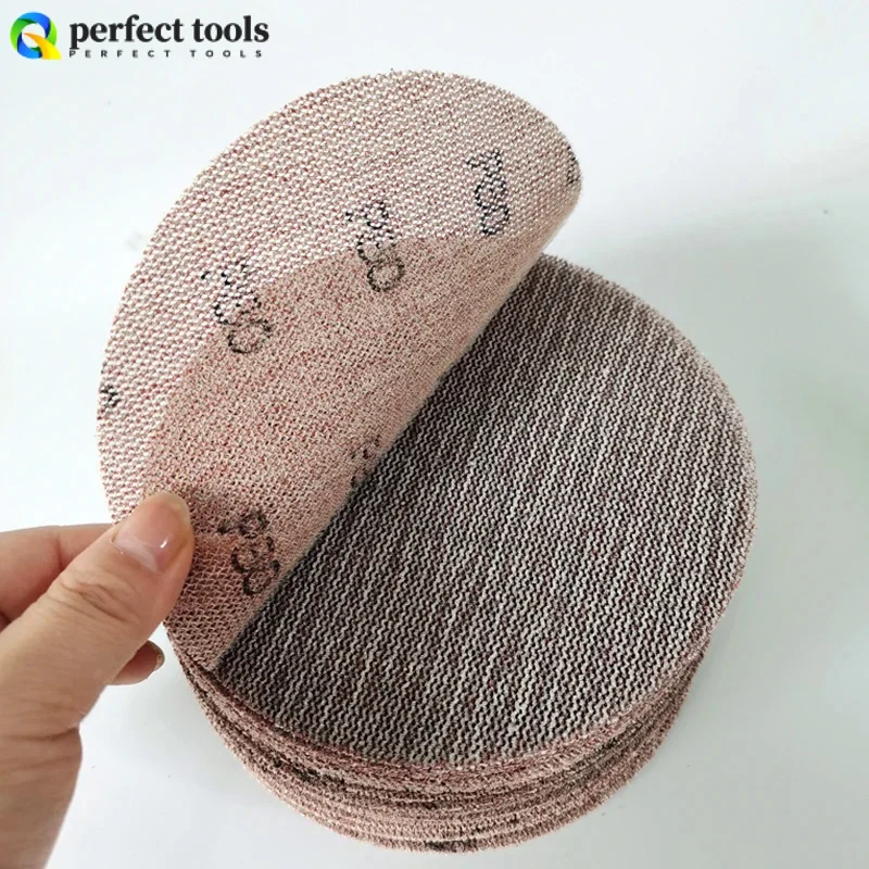 6 Inch 150mm Dry Mesh Sand Car Atomic Ash Putty Polishing Round Self-adhesive Flocking Suitable For MIRKA Pneumatic Sandpaper