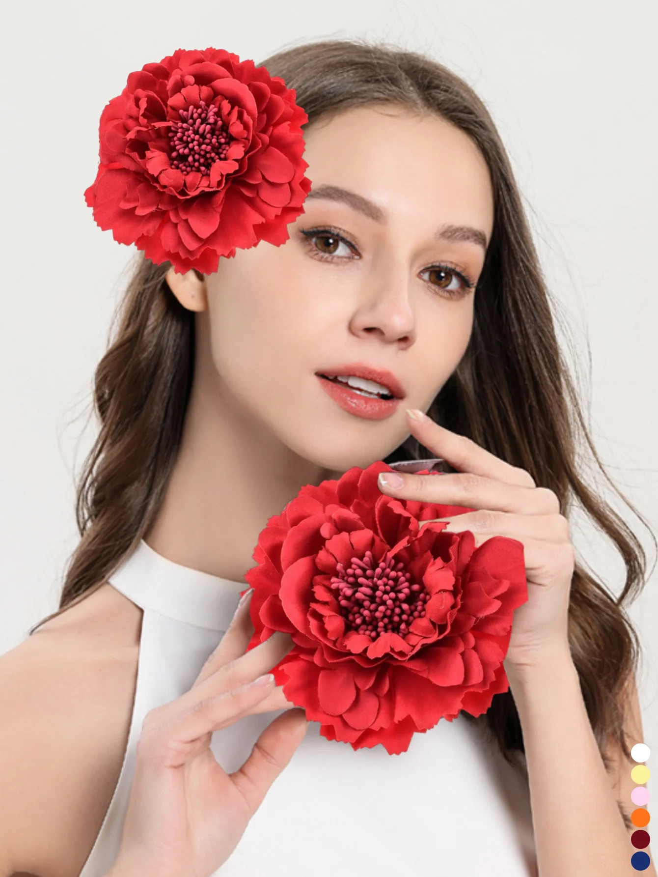 Pinza para el pelo de novia con peonía, broche, horquillas de estilo bohemio, pin para bailarina de flamenco, regalo para festival floral, decoración, accesorios para fotografía