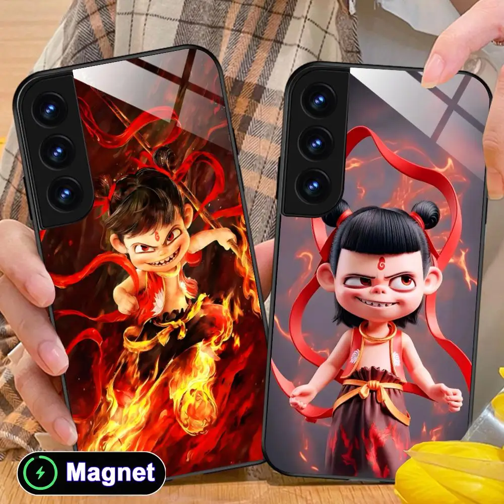 Cute Nezha Phone Case for Samsung Galaxy S26 S25 S24 S23 S22 S21 S20 Note20 Plus FE Ultra Glass Magnet Cover