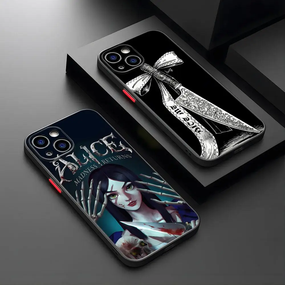 Game A-Alice Madness R-Returns Phone Case Matte Translucent For IPhone 15 Pro 16 Pro Max 13 11 12 14 Xs X Xr 7 8 Plus Se Cover