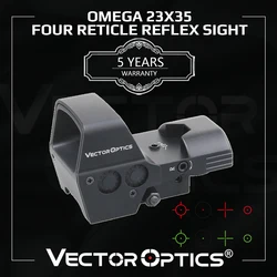 Vector Optics Omega 23x35 Vierabsehen-Reflexvisier mit seitlichem Akku und exklusivem 4 Absehen, grünem und rotem Punkt, Zielfernrohr AR