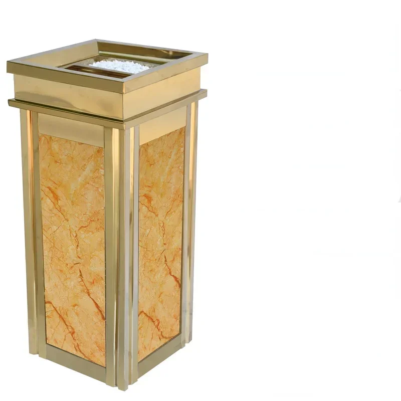 Stainless Steel Golden Trash Can for Office Versatile Use Long Lasting Easy Installation Reliable Performance High Quality