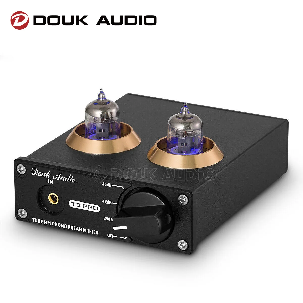 Douk Audio T3 PRO Mini MM RIAA  Phono Turntable Preamp Line Level Amp HiFi Stereo RCA Valve Tube Desktop Preamplifier