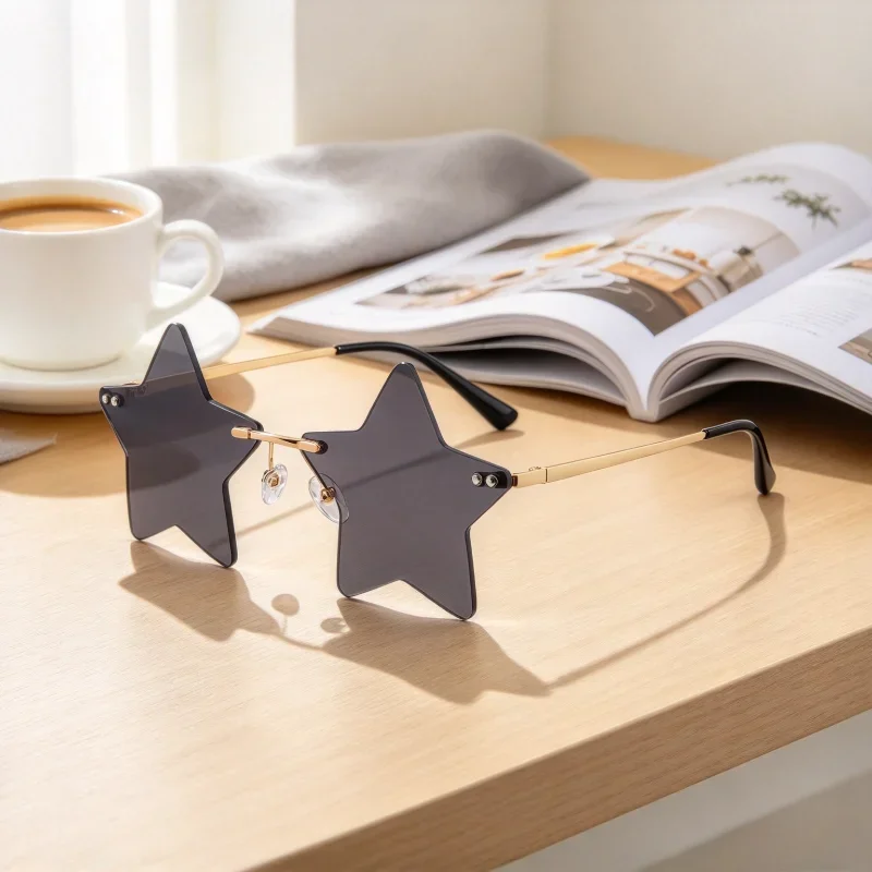 New Fun Five-Pointed Star Sunglasses Christmas Decorative Eyewear Unisex Trendy Street Style Shades UV400 Fashionable Glasses