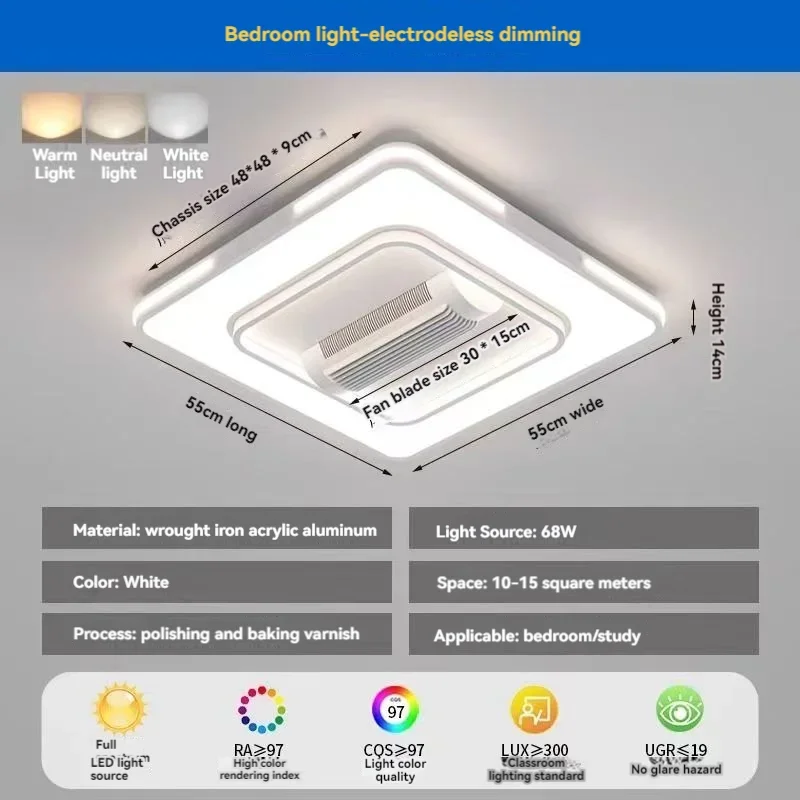 Imagem -06 - Bladesess Led Ventilador de Teto com Luzes Controle Remoto Iluminação Moderna para Sala e Quarto Novo