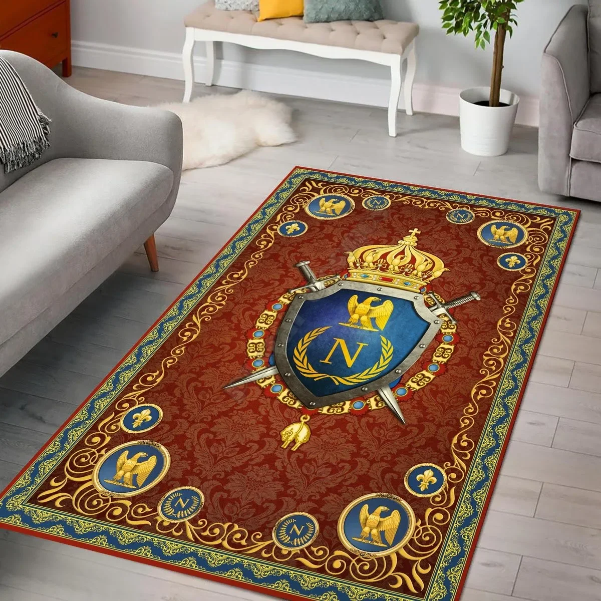 Napoleon Coat Of Arms Rug carpet Square Anti-Skid Area Floor Mat 3D Rug Non-slip Mat Dining Room Living Room Soft Bedroom Carpet