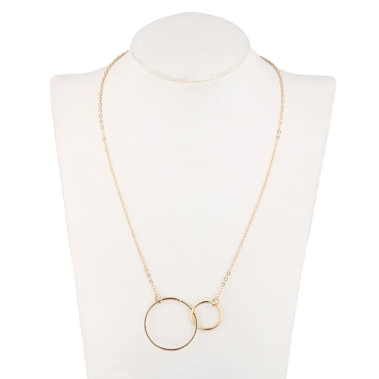 New Fashion Minimalist Two Linked circles Metal Clavicle Necklace Pendant Necklace for women