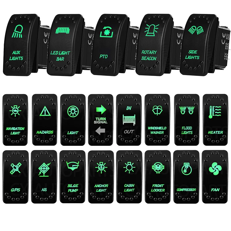12 فولت 20A قارب سيارة الروك التبديل ON OFF / ON OFF ON تبديل التبديل الأخضر عمود إضاءة Led مرساة كشاف ضوء لشاحنة ARB كارلينغ نارفا 4x4