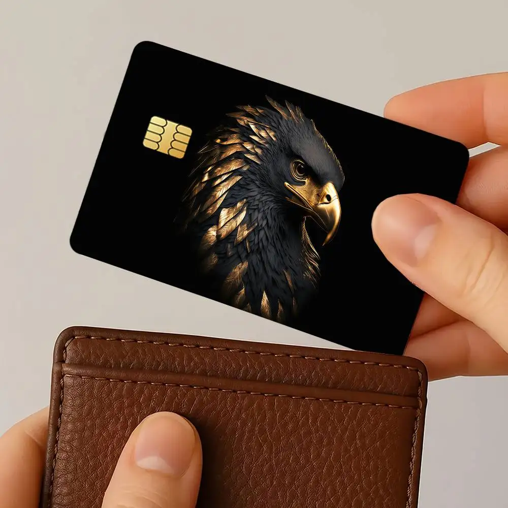 Stylish powerful eagle-themed Credit Card Public Transportation Cards Protective Sticker Waterproof Card Face Decoration 4PCS