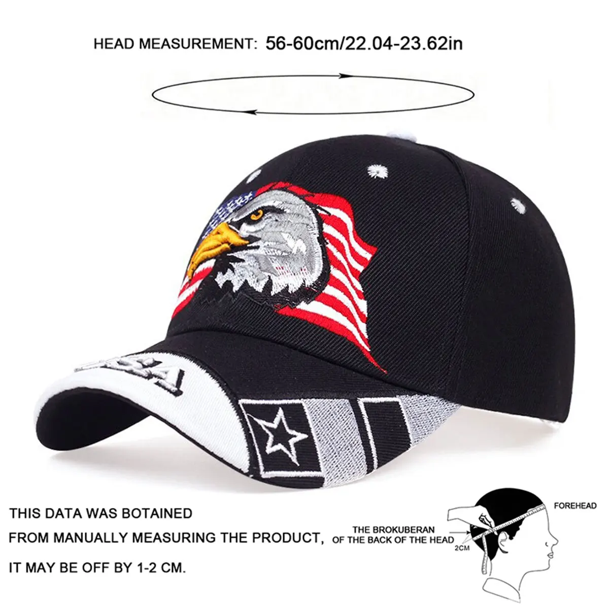 Unisex USA Eagle Embroidery Baseball Caps Spring Autumn Outdoor Adjustable Casual Hats Sunscreen Hat