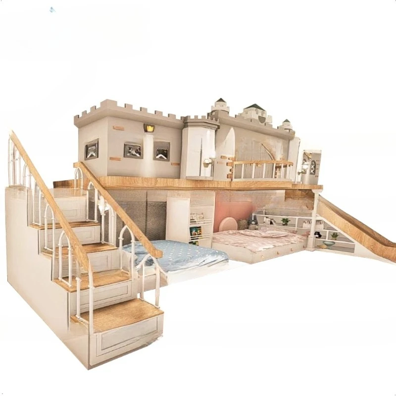 شقة كبيرة لعب الأطفال، الأولاد والبنات صعودا وهبوطا، أسرة مزدوجة، الشريحة b eds