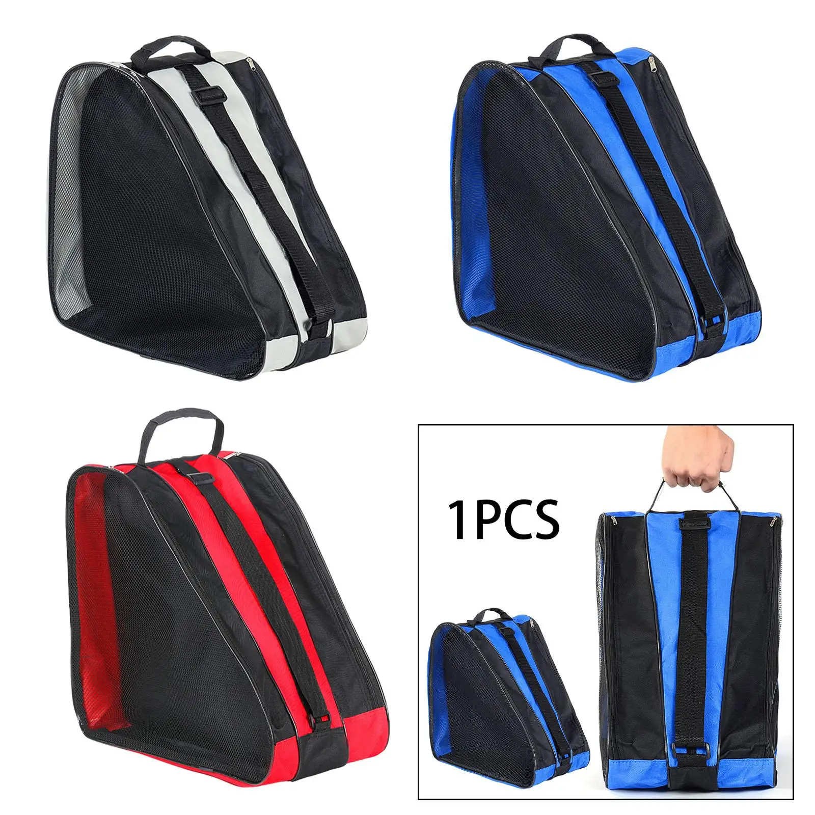 Roller Skate Carrier Bag Mesh Pockets Tote Ice Skate Bag for Kids Boys Women