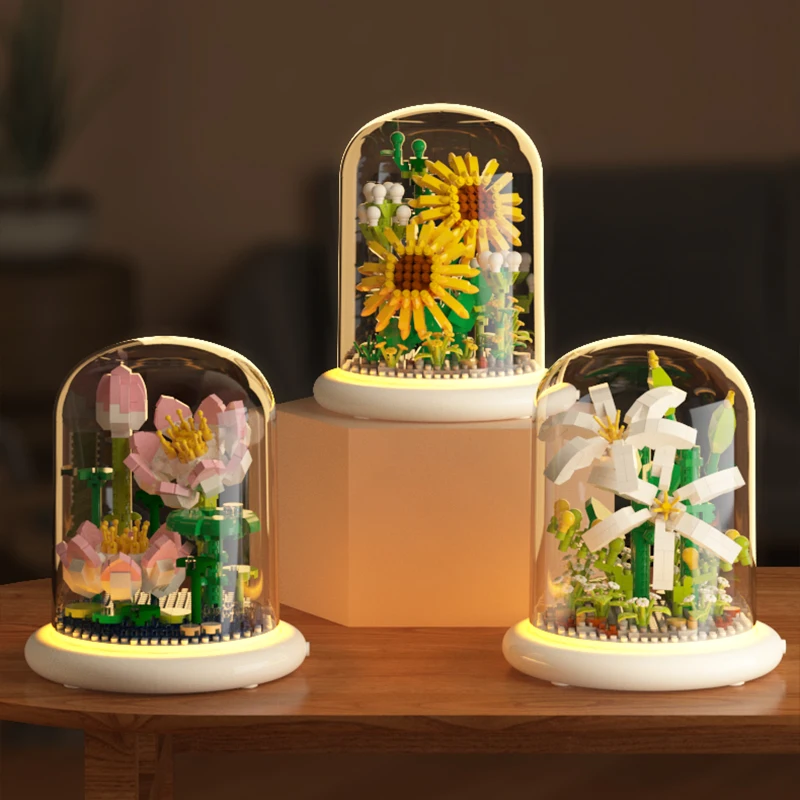 DIY 2026 Kreative Ewige Blume Bausatz aus Bausteinen Blumen-Geschenk MOC Desktop-Dekoration Modell für Kinder Geburtstagsgeschenke