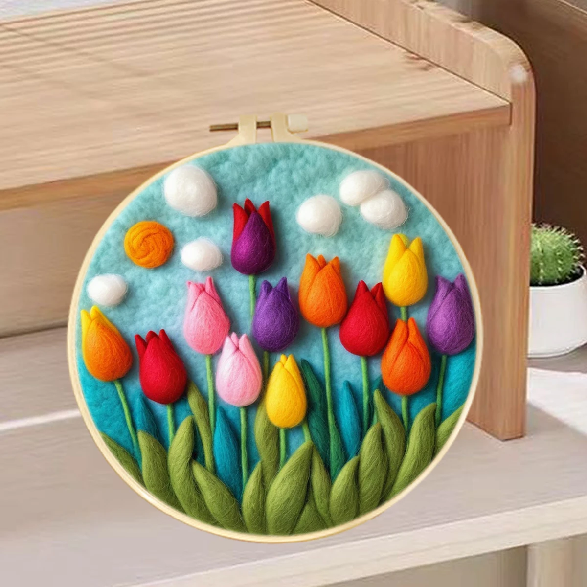 

RUOPOTY Needle Felt Starter Set, Flowers Felt Painting Kit for Beginners Wool Needle Felt Set with Felt Needle, Picture Frame, F