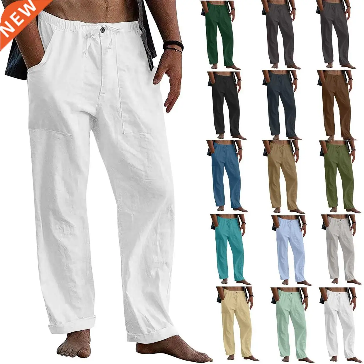 

Summer New Men's Casual Cotton Yoga Pants Large Size Thin Design Comfortable Breathable Loose Fit Trousers for Men