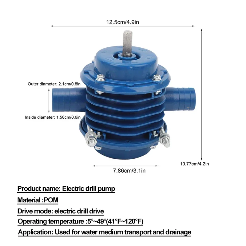 POM Hand Drill Pump - Self-Priming Power-Free for Water/Diesel/Other Fluids (Multi-Function)