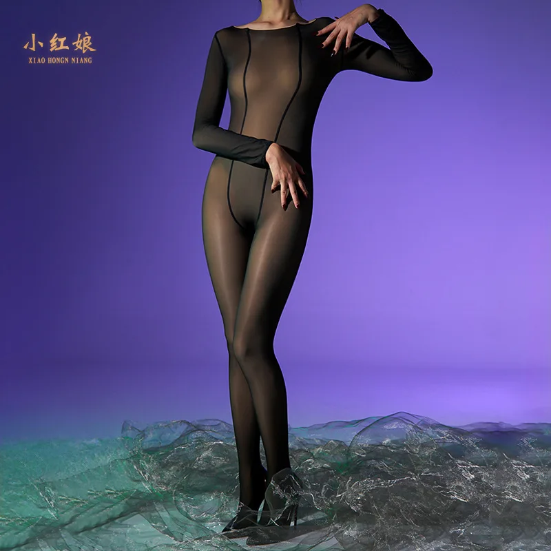 Autumn Winter Sexy Pantyhose Jumpsuit Black Long Sleeve Tights Stockings Women Sleeping Onesies