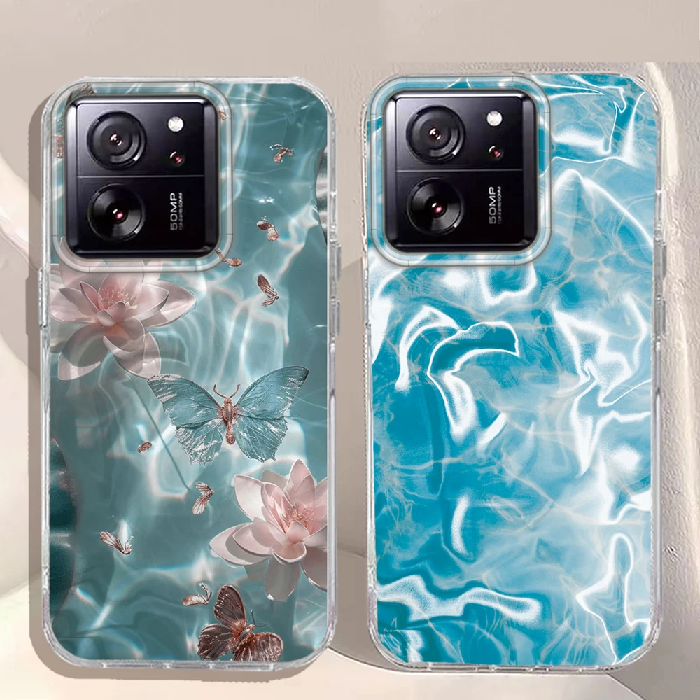 

Water Texture Butterfly Flower Phone Case for Xiaomi 13T 14T 11 Lite Poco X5 M6 Pro X6 X7 X3 Pro NFC C75 C71 C65 C61 M5S Cover