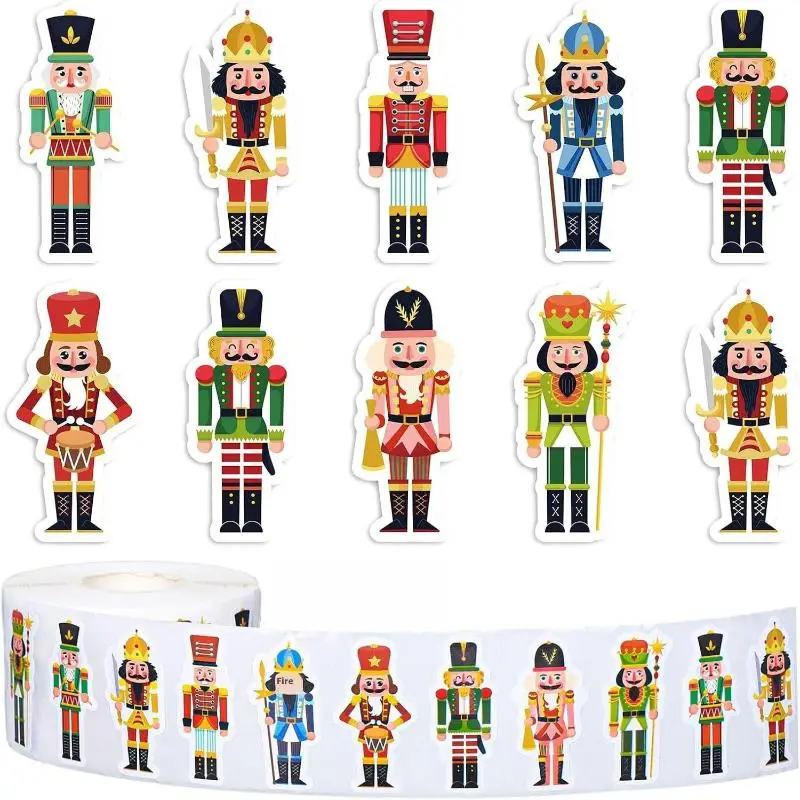 

Box of 500 Christmas Cartoon Nutcracker King and Soldier Stickers