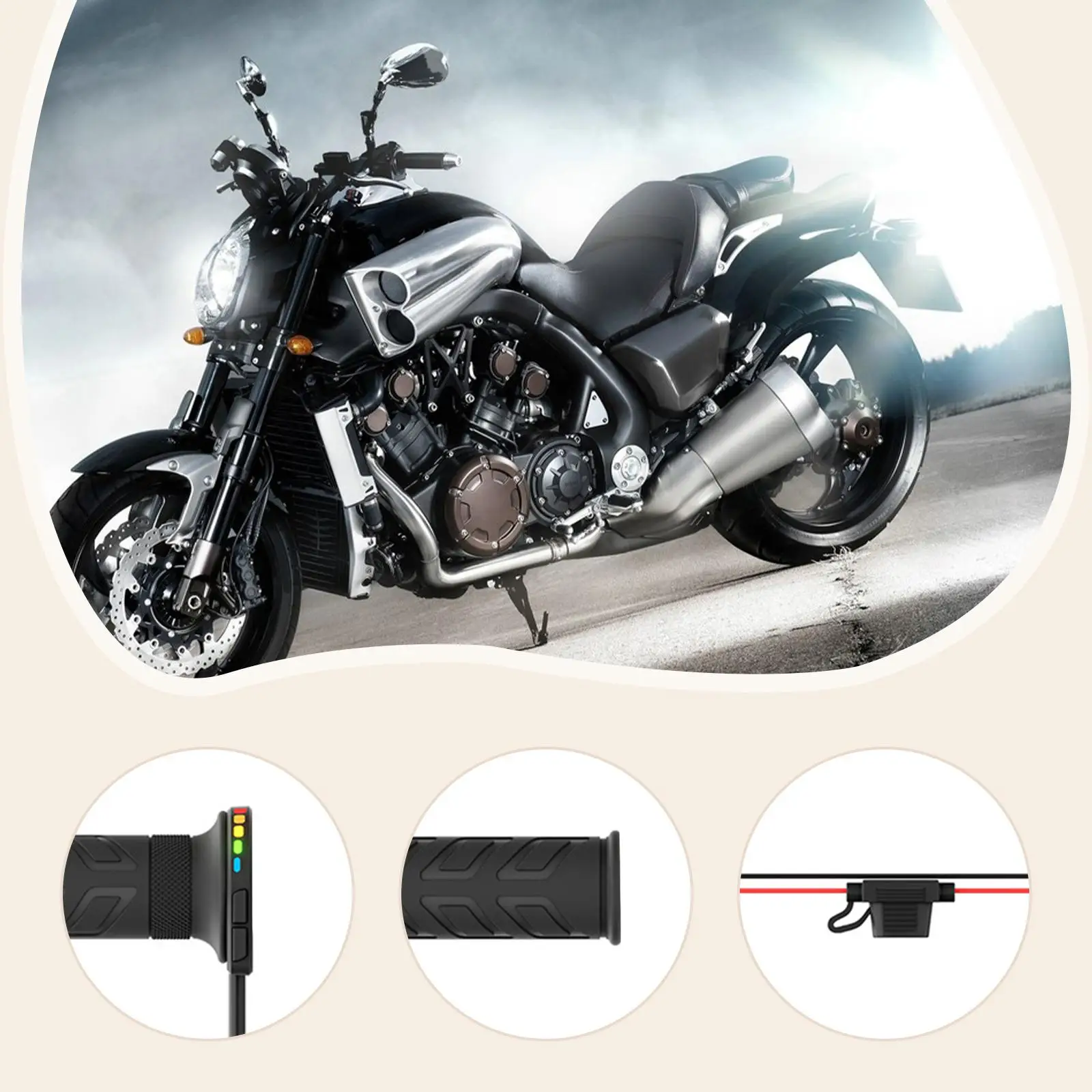 

Heated Twist Throttle Five Level Grip Adjustable Handlebar Motorcycle Heated Grips for ATV Electric Bike Accessories