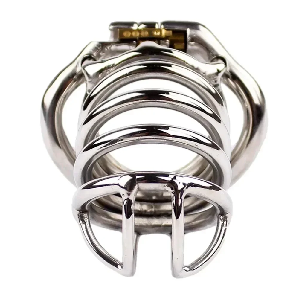 Small Medium Large Stainless Steel Male Chastity Device Metal Cock Cage Arc Penis Ring BDSM Sex Toys for Men Urethral Lock