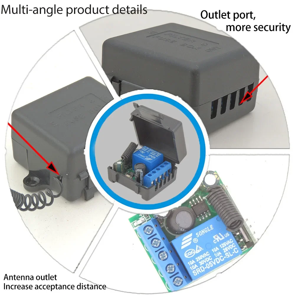 433mhz RF Universal Remote Control Switch DC 6V 12V 24V 30V 1 Channel Relay Receiver and Transmitter for Led Garage Door Opener