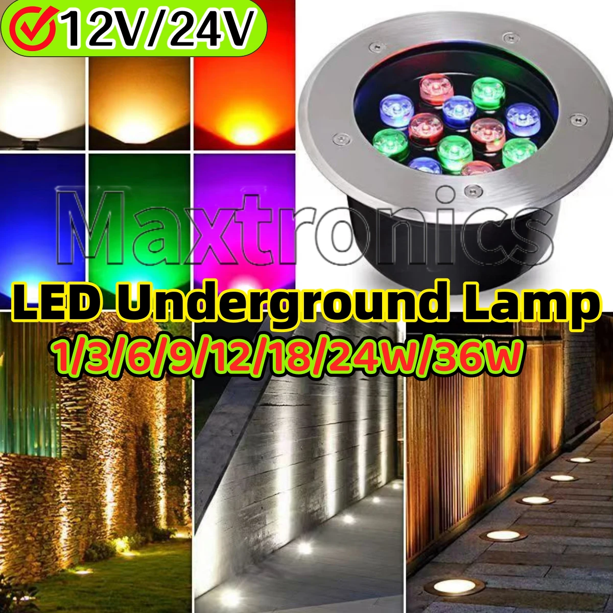

NEW 12V/24V LED Underground Lamp 1/3/6/9/12/18/24W Floor Lighting Spotlight IP67 Waterproof Buried Light Garden Landscape Lights