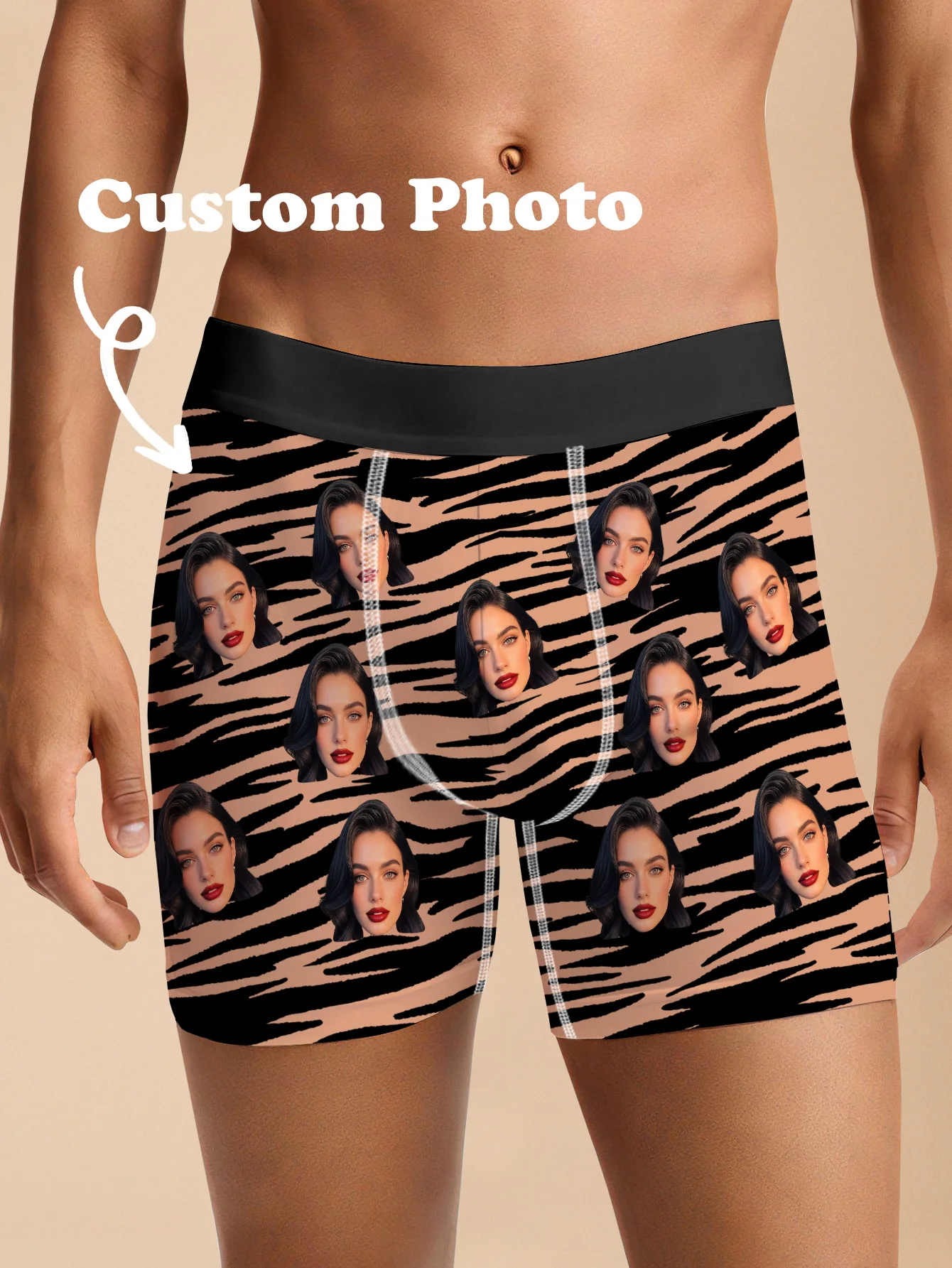 Custom Face Mens Leopard Boxer Briefs Personalized Photo Underwear Funny Custom Mens Boxer Shorts Six Sizes Available Gift for H