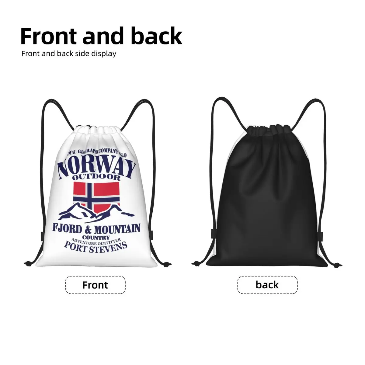 Norway Flag Drawstring Bags Men Women Portable Sports Gym Sackpack Norwegian Flag Shopping Storage Backpacks