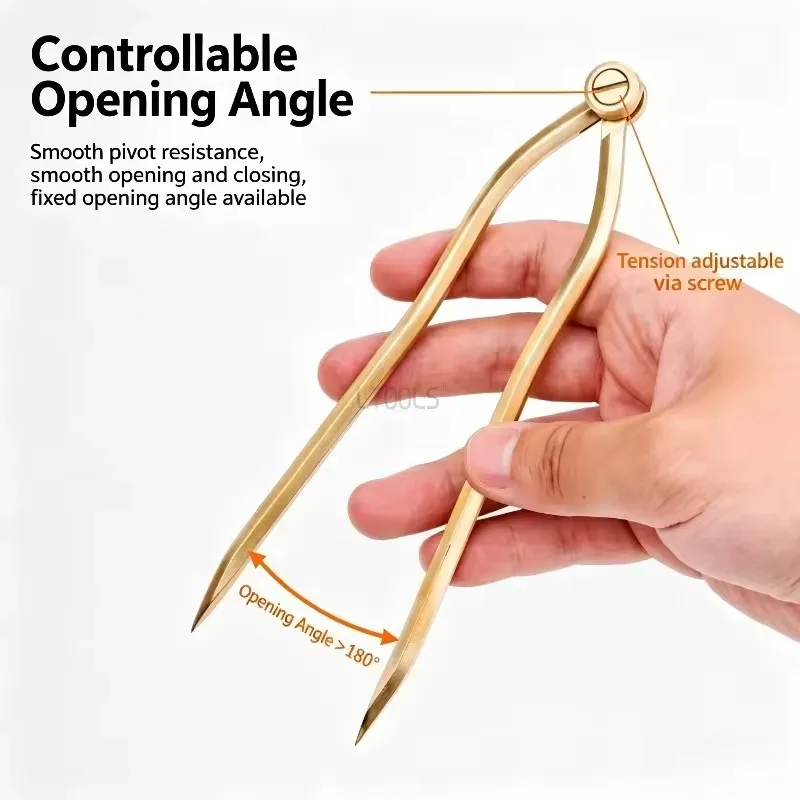 Brass Divider Compass Precision Marking Tool Scribing Gauge Drawing Two‑Legged Compass Nautical Navigation Measuring Tool