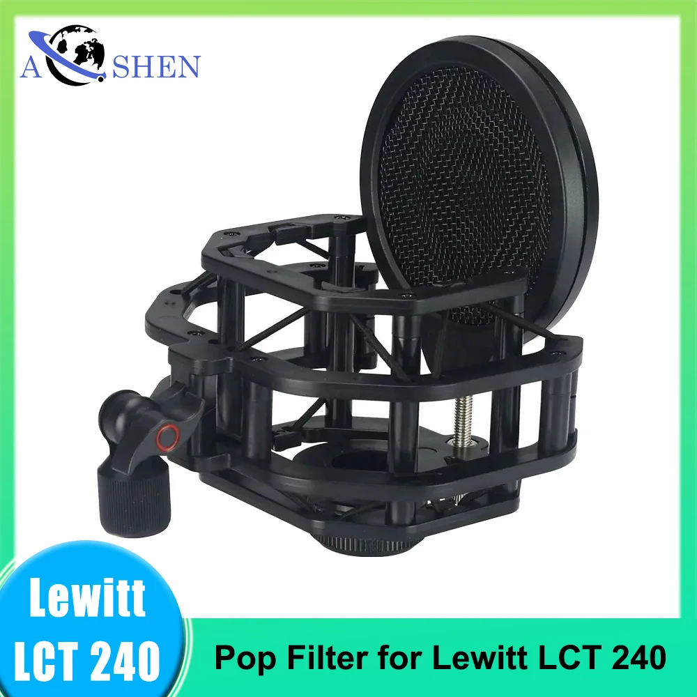 

AOSHEN Reflection Filter Microphone Shock Mount Stand with Pop Filter for Lewitt LCT 240 Pro Live Broadcast Mic Recording Holder