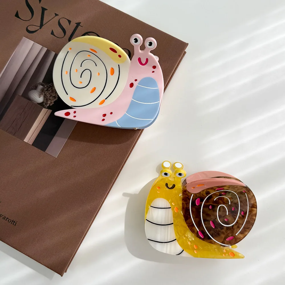 

NEW 8.8CM Cartoon Colored Snail Acetate Hair Claw Animal Series Claw Clips Trendy Hair Clips for Women Girls Hair Accessories