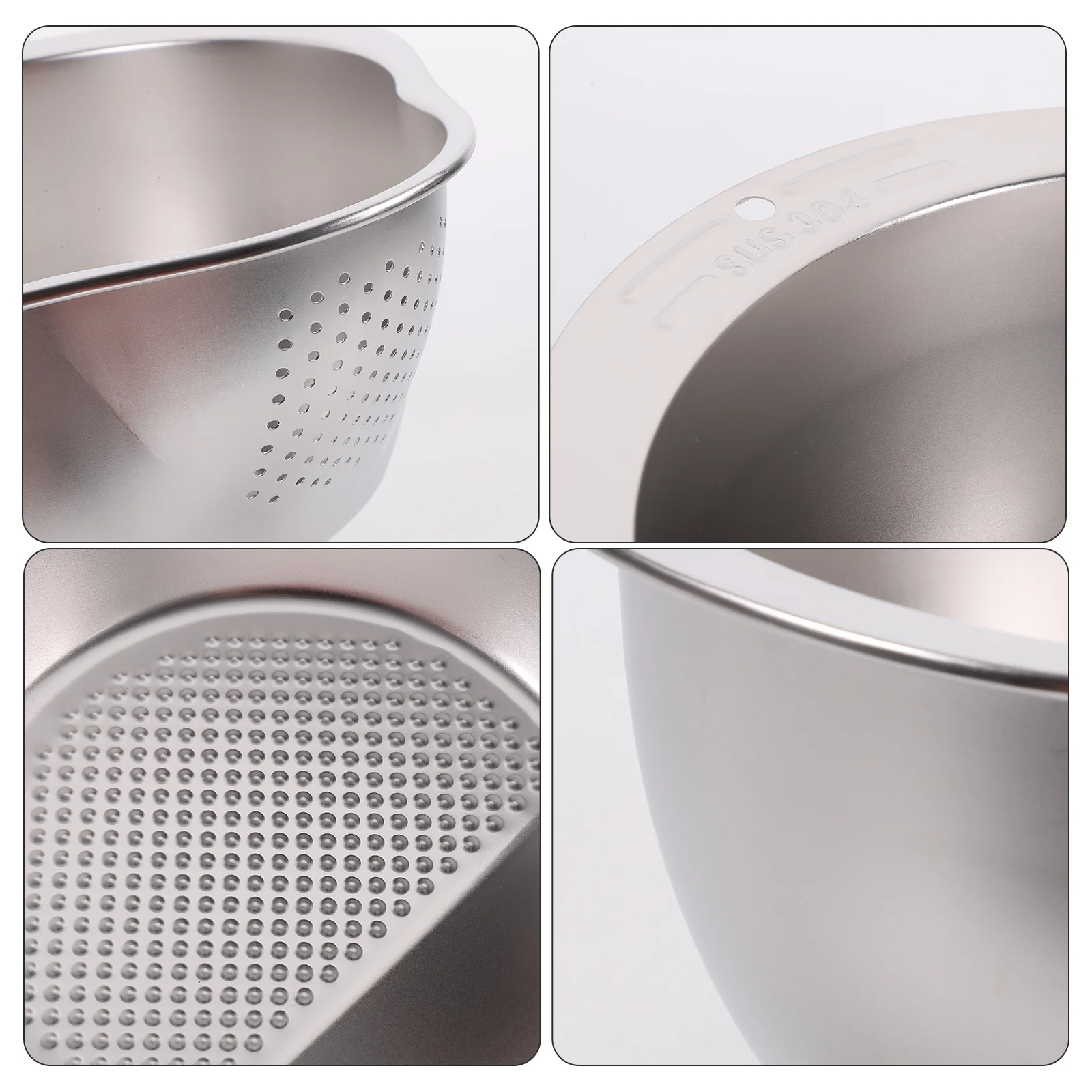 

Stainless Steel Rice Washer 304 Material Flat Bottom Kitchen Fruit Vegetable Strainer Food Grade Draining Basket Silver Color