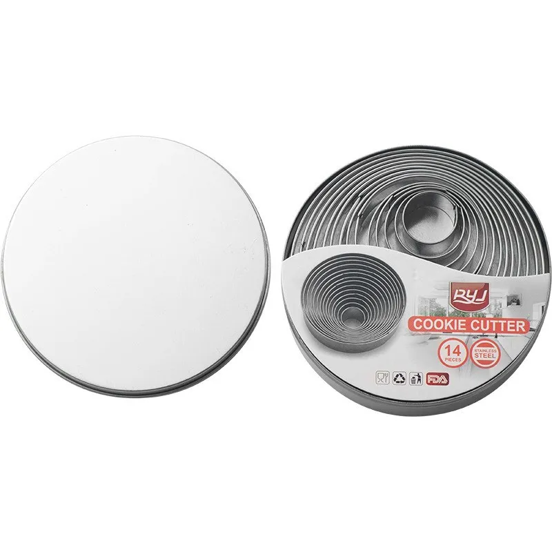 

Stainless Steel round Cake Mousse Ring 14pcs Set Baking Cookie Dough Rolling Kitchen Cooking Utensils Baking Tools