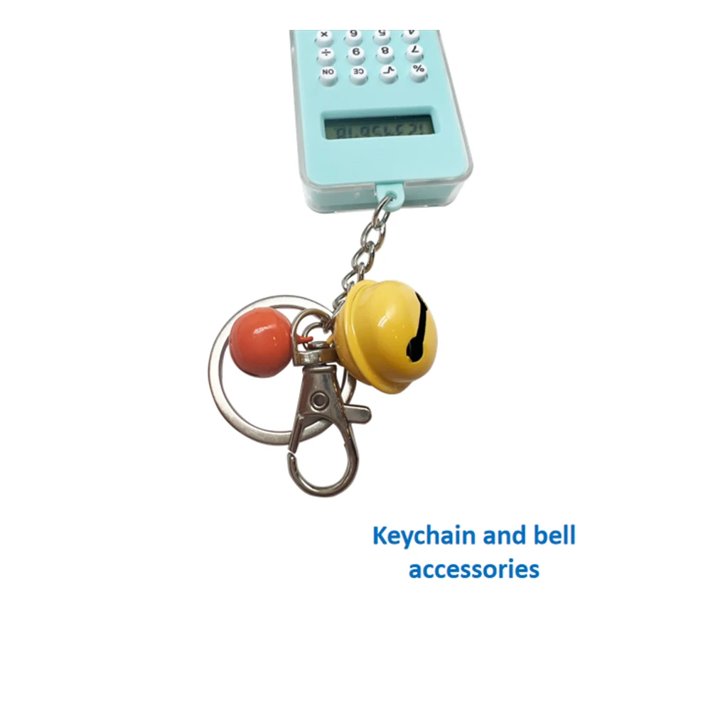 Portable Calculator with Keychain Display Pocket Counter Electronic Accounting Calculating Tool School Office Blue