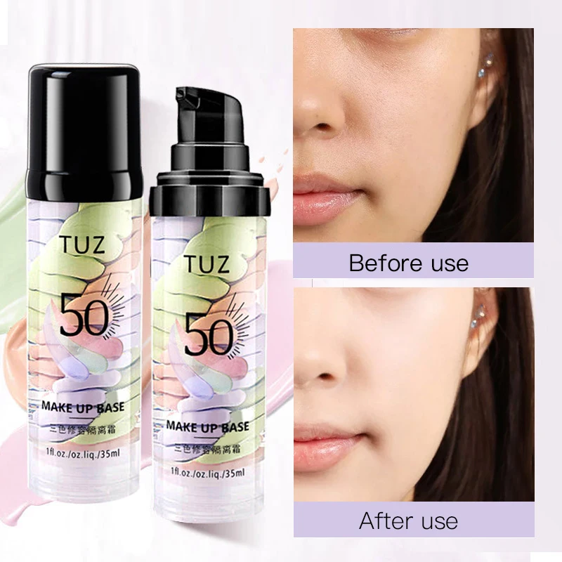 3 Color Isolation Cream Facial Primer Makeup Long-Lasting Moisturizing Waterproof Oil-Control Facial Makeup Primer Liquid