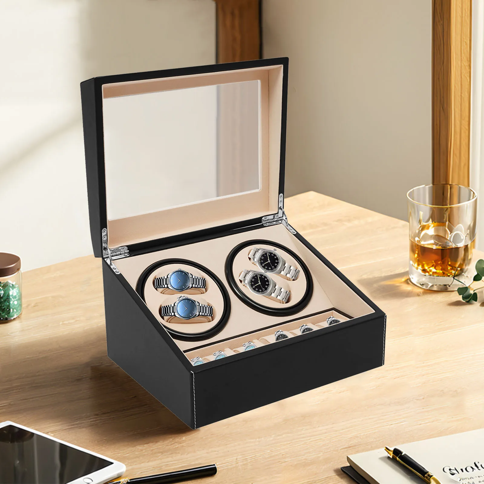 boîte rangement montres rotative – vue détaillée