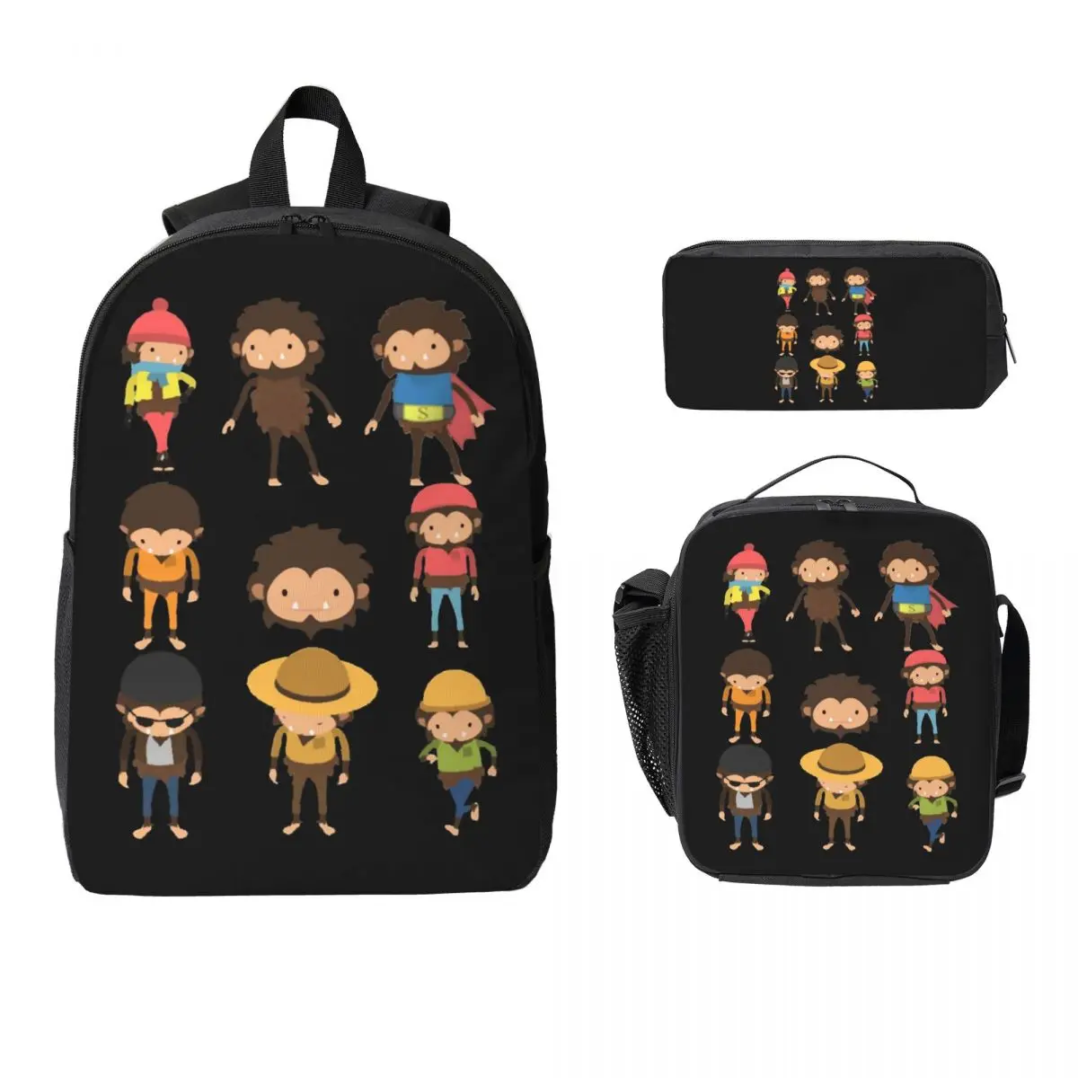 Sneaky Sasquatch Poster Backpack Student Boys Girls BookBag School Bag Laptop Shoulder Bags 3ps Insulated Lunch Bag Pencil Case