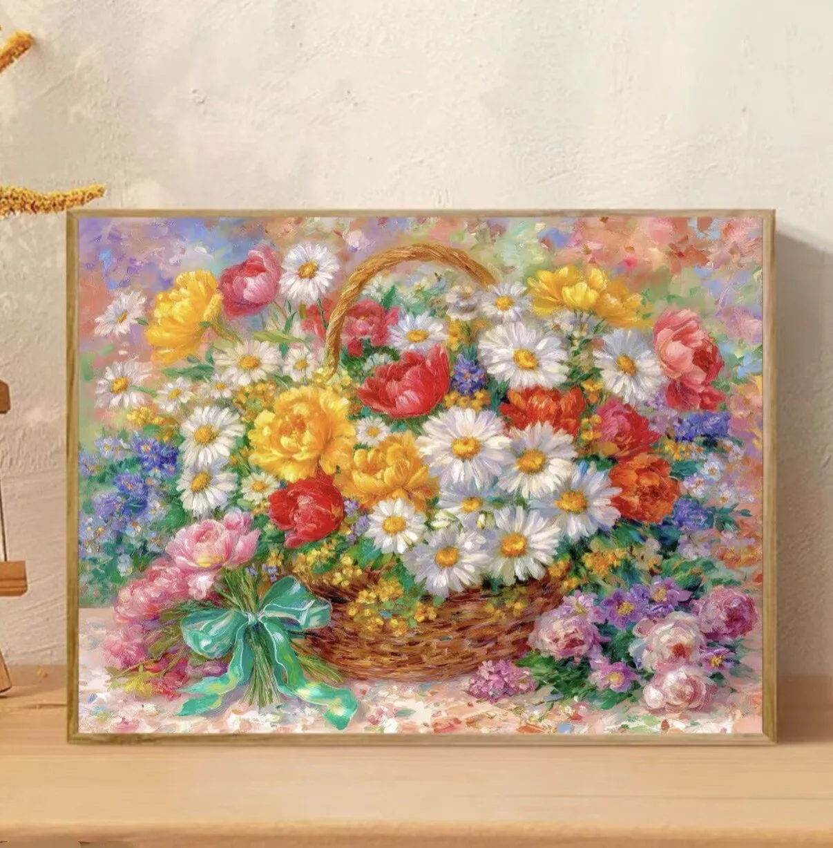 

9ct 95x75cm Flower Basket Embroidery DIY Chinese Style Printed Kits Cross Stitch Needlework Home Decor Crafts