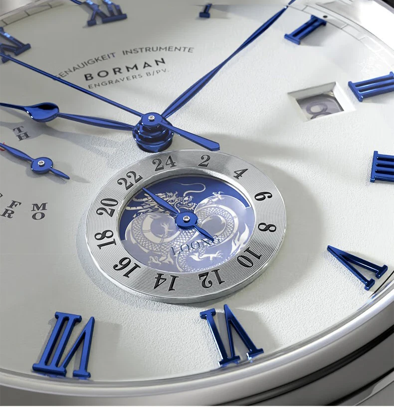 ساعة بورمان أوتوماتيكية للرجال 42 ملم ساعة يد ميكانيكية 5 بار مقاومة للماء ياقوت مضيئة تاريخ الأسبوع 24 ساعة