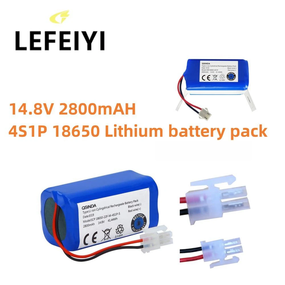 14.8 V 2800mAh 4S 1P 18650 Lithium Batterie Pack 68.4x36.9x36.9mm (4 Pieces 2600mAh Rechargeable Li-ion Batteries) For N9S Etc.