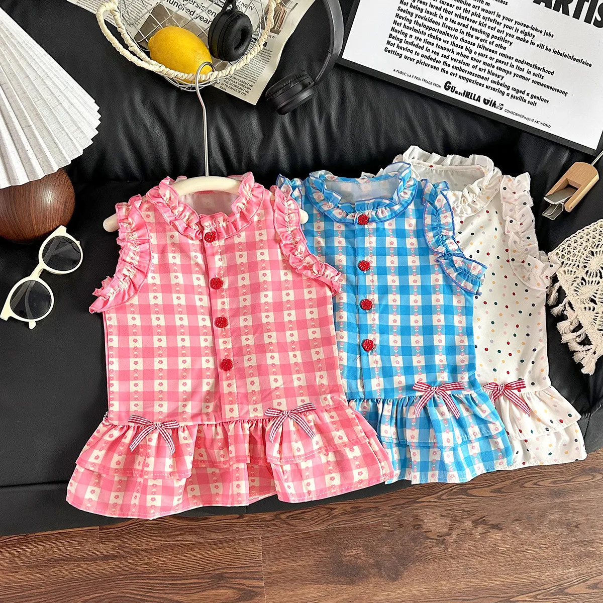 Summer New Children's Dress Bow Sleeveless Kids Vest Dress Fashion Lace Toddler Girls Cute Princess Sundress