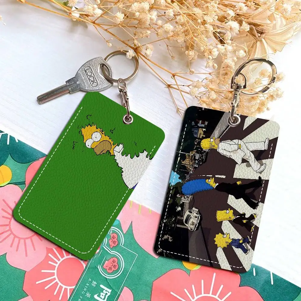 حامل بطاقات سلسلة المفاتيح المستطيل من كارتون The S-Simpsons، حامل بطاقة الائتمان شارة، حامل بطاقة هوية الطالب، غطاء بطاقات الحافلة #2