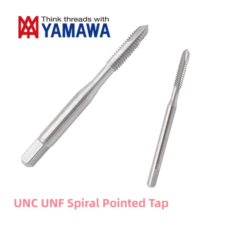 1PCS YAMAWA HSSE American Fine Thread Spiral Fluted tap Machine UNC UNF 0-80/2-56/8-36 10-24/12-32 3/16 1/4-20Spiral Pointed Tap