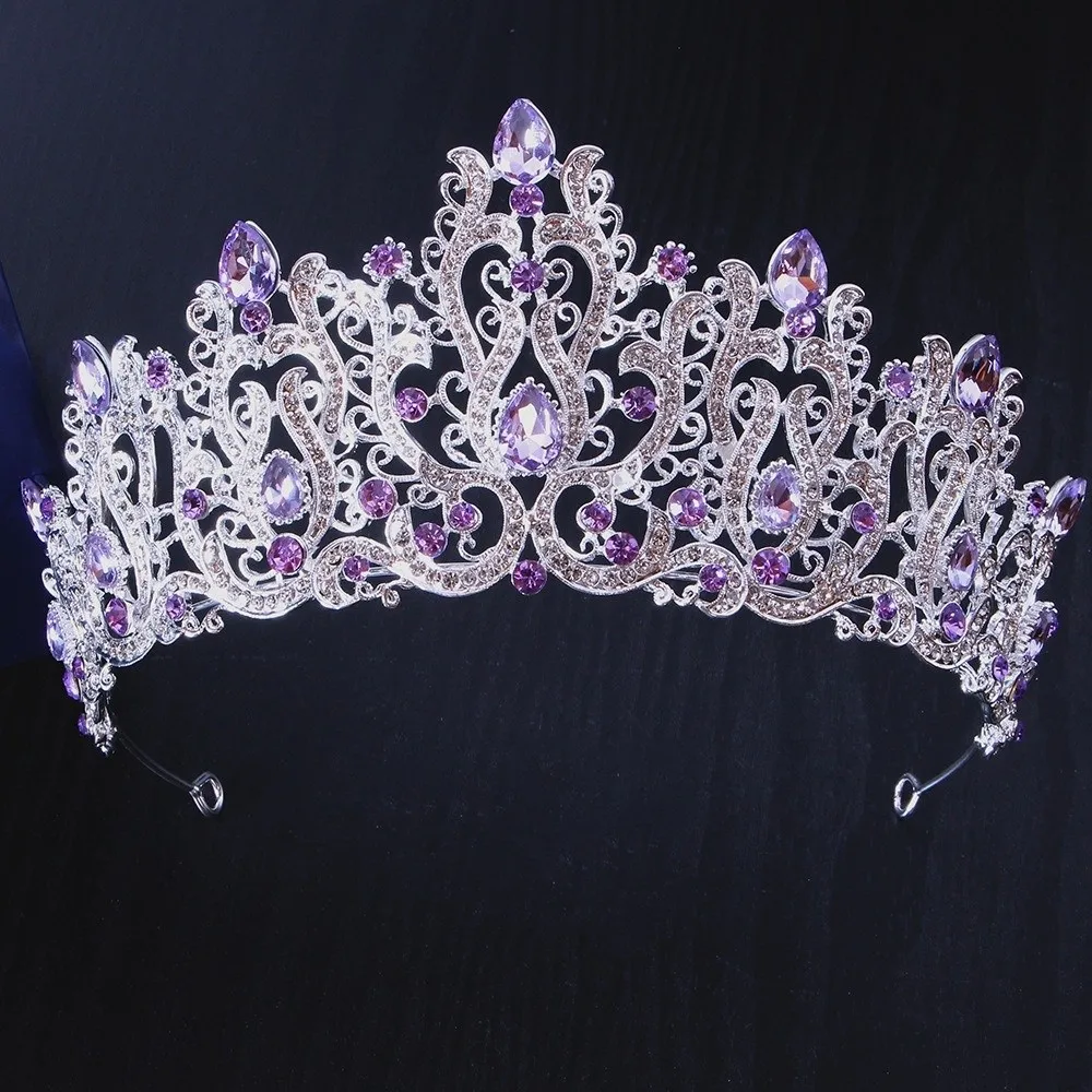 

Queen Party Pageant Baroque Luxury Crown Shiny Silver Headband Ornaments Princess Tiara Crystal Hair Accessories