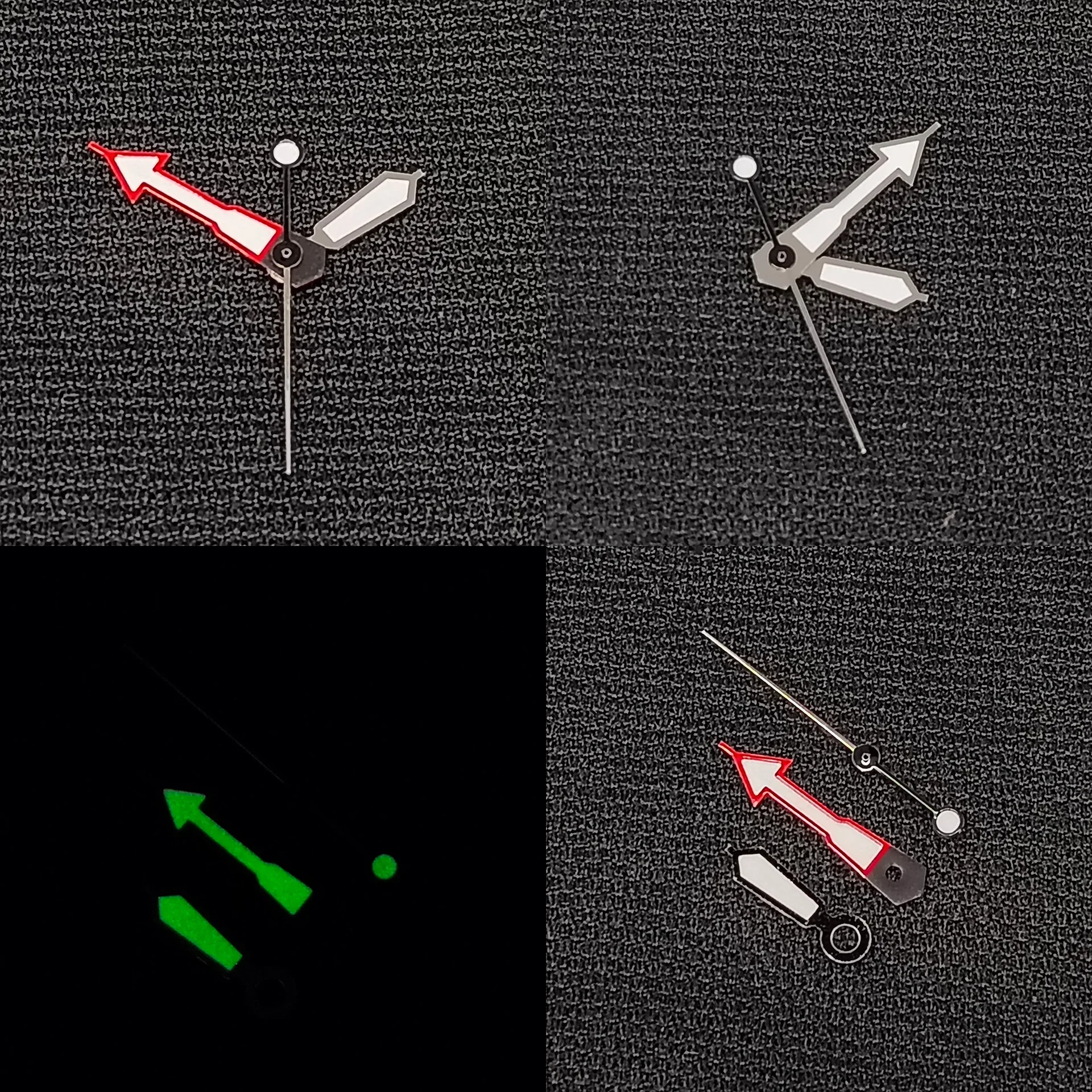 Red/White 3 Pins Watch Pointers With Green Luminous Fashionable Men's Wristwatch Replacement Accessories for Nh35 Nh36 Movement