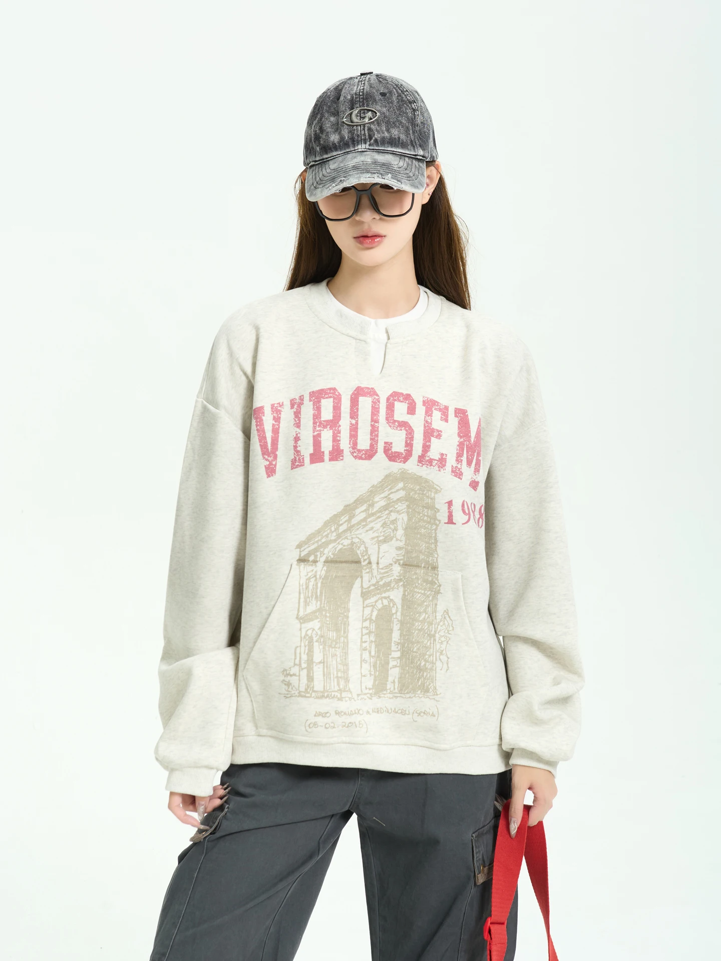 

Loose Fit Oversized Long Sve Hoodie ex Streetwear Sle Fake Two-Piece Design Autumn Faion Top for Men And Women